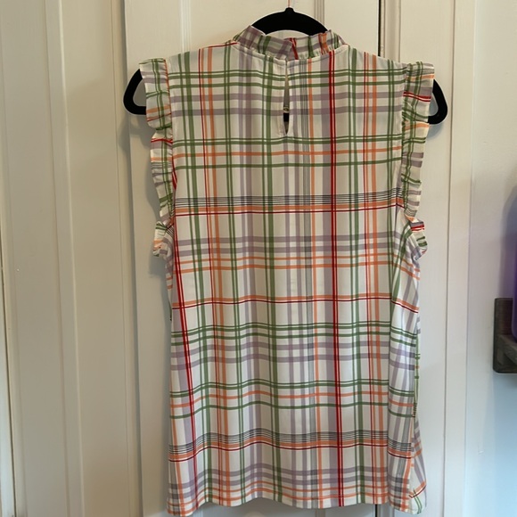 Plaid cap sleeve blouse - Picture 5 of 5